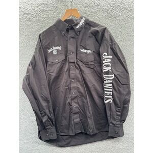 Wrangler Jack Daniels Western Shirt Mens XL Black Embroidered